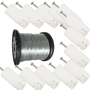 KIT REPARAÇÃO DE CERCA ELETRICA C/ 15 ISOLADORES + FIO INOX