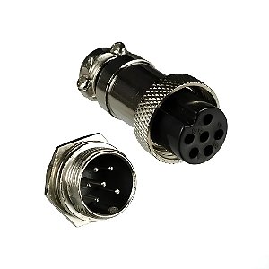KIT CONECTOR MIKE CIRCULAR MACHO/FEMEA 6 VIAS