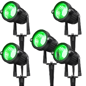 KIT 05 ESPETO JARDIM LED 7W VERDE