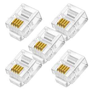 KIT 5 CONECTOR PLUG MODULAR 6X4VIAS (RJ11)
