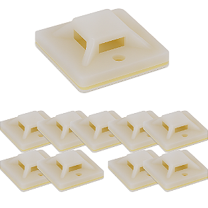 KIT 10 SUPORTE FIXAÇÃO DE CABOS TM20 PT PLAST. C/ DUPLA FACE