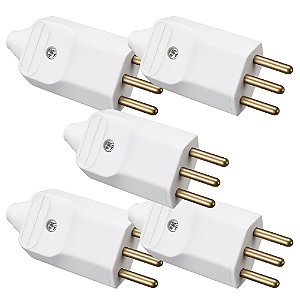 KIT 5 PLUGUE MACHO 2P+T 20A BR COM PRENSA CABO MARGIRIUS