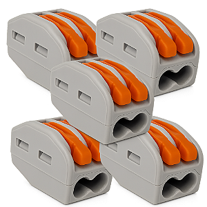 KIT 5 CONECTOR EMENDA KV222-412 - 2 VIAS-P CABOS 0,08 A 2,5MM SIBRATEC