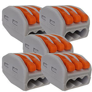 KIT 05 CONECTOR EMENDA RAPIDA KV222-413 3 VIAS CABOS 0,08-2,5MM