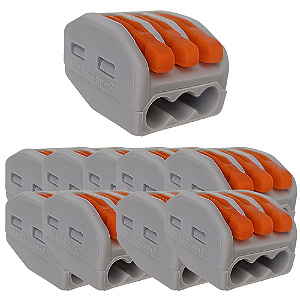 KIT 10 CONECTOR EMENDA RAPIDA KV222-413 3 VIAS CABOS 0,08-2,5MM