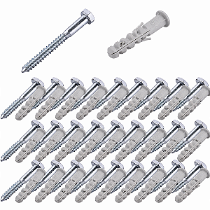 KIT 20 PARAFUSOS SEXTAVADOS 5/16X90 + BUCHA PLASTICA 12 ANEL