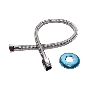 ENGATE FLEX INOX TRANC 40CM CROM NIPLE L