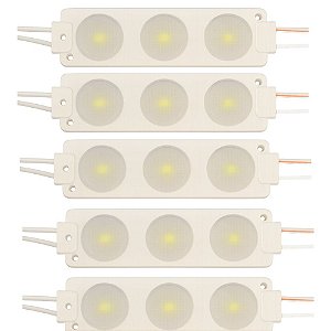 KIT 5 MODULO BARRA LED 3 LEDS BRANCO FRIO 6500K