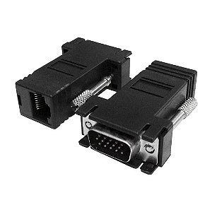 ADAPTADOR EXTENSOR VGA VIDEO VIA CABO REDE RJ45 (PAR)
