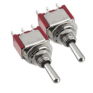 KIT 2 MINI CHAVE ALAVANCA 6MM ON/OFF/ON COM RETORNO  MTS-123