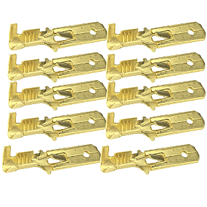 KIT 10 TERMINAL ENCAIXE AUTOMOTIVO DOURADO 6,3MM MACHO