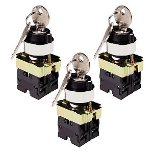 KIT 3 BOTAO LK2 BG33 COM CHAVE 3 POSICAO 2NA LK