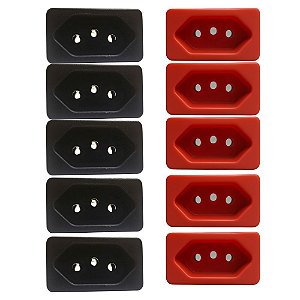 KIT 10 TOMADAS P/ MOVEIS PLANEJADOS 2P+T 10A/250V PT E VM