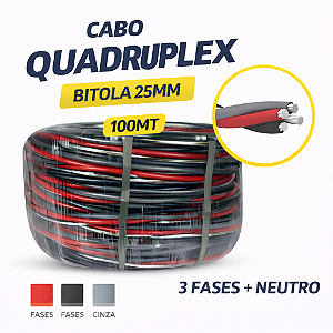 100 METROS CABO QUADRUPLEX 25MM NEUTRO NU (Pt/Cz/Vm)