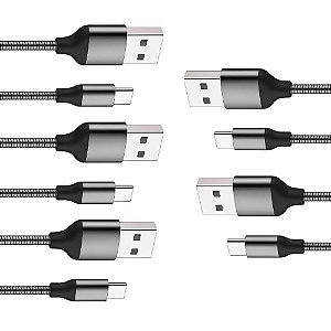Kit 5 UN Cabo Turbo iPhone Inova 1 m Cinza Flexível