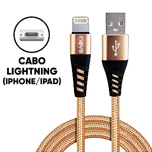 CABO USB DADOS TURBO IPHONE SUPER FLEXIVEL 1MT INOVA DOURADO