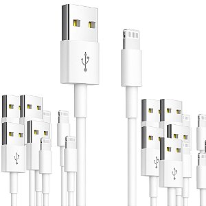 KIT 10 CABO USB DADOS TURBO IPHONE FLEXIVEL 1MT INOVA BRANCO