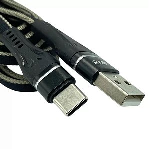 CABO CELULAR 3.1A SUPER  FLEXIVEL USB TIPO-C 1MT INOVA CINZA