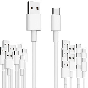 KIT 10 CABO CELULAR 3.1A SUPER FLEXIVEL USB-C 1MT INOVA BRANCO