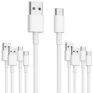 KIT 05 CABO CELULAR 3.1A SUPER FLEXIVEL USB-C 1MT INOVA BRANCO
