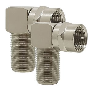 KIT 2 Adaptador Coaxial Para Fêmea Coaxial - 90 Graus