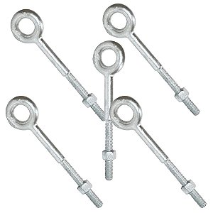 KIT 5 PARAFUSO OLHAL 1/2X8"200MM C/ PORCA ZINCADO