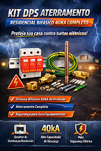 KIT DPS ATERRAMENTO RESIDÊNCIAL TRIFASICO 40KA COMPLETO