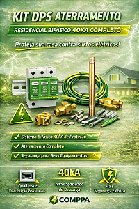 KIT DPS ATERRAMENTO RESIDÊNCIAL BIFASICO 40KA COMPLETO