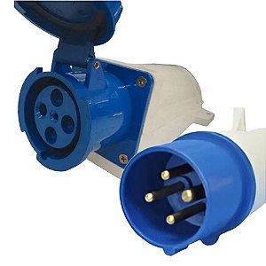 KIT TOMADA PLUG INDUSTRIAL SOBREPOR 3P+T 63A-6H 220V AZ ST