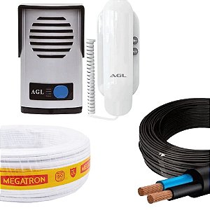 KIT PORTEIRO ELETRONICO P10S E CABOS