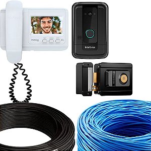 KIT VIDEO PORTEIRO FECHADURA E CABOS INTELBRAS