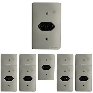 KIT 10 PCS TOMADA DE EMBUTIR 2P+T 20A C/ PLACA CINZA ENERBRAS