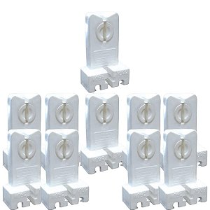 KIT 10 PCS - SOQUETE SUPORTE GIRATORIO P/ LAMPADA TUBOLAR BRANCO