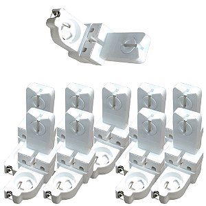 KIT 10 PCS - SOQUETE SUPORTE GIRATORIO P/ LAMPADA TUBOLAR/COICA - BRANCO