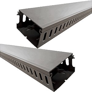 KIT 2 CANALETA 1METRO VENTILADA CINZA 50X80 X1000MM (AxLxC)