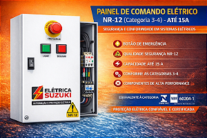 Painel de Comando Elétrico NR-12 (Categoria 3-4) - ATÉ 15A