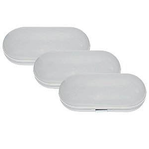 KIT 3 LUMINARIA TARTARUGA LED 12W BIV 6500K OVAL OUROLUX