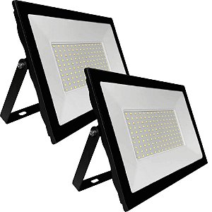 KIT 2 REFLETOR LED SLIM 100W 6500K IP65 BRANCO FRIO OUROLUX