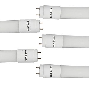 KIT 5 LAMPADA SUPERLED TUBULAR T8 9W BIVOLT 6500K OUROLUX