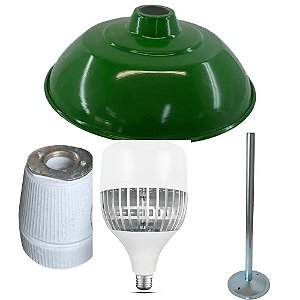 KIT PRATO + LAMPADA + SOQUETE + BRAÇO RETO 30CM