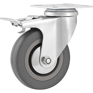 RODIZIO CINZA PVC GIRAT C/ FREIO, 2 POL, 50MM P/ 27KG VONDER