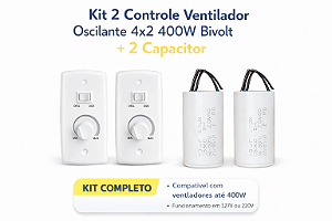 Kit 2 Controle Ventilador Oscilante 4x2 400W Bivolt + 2 Capacitor
