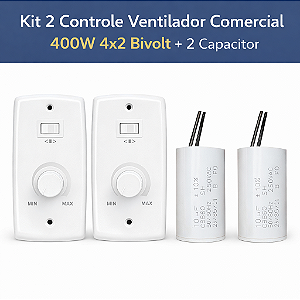 Kit 2 Controle Ventilador Comercial 400W 4x2 Biv + Capacitor