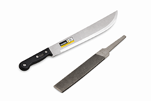 Facão 14" Vonder Para Roça + Lima Chata Kit Afiação e Corte
