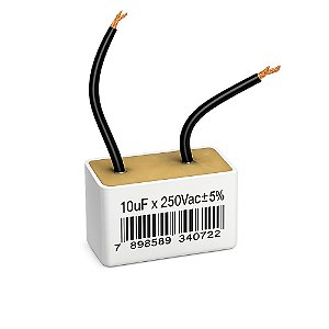 CAPACITOR 10UF X 250V 2 FIOS METALIZADO QUADRADO TRIO