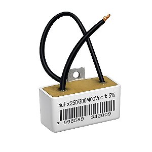 CAPACITOR 2 FIOS QUADRADO 4UF X 250/300/400V C/ CHAPA TRIO