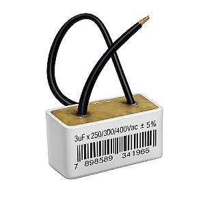 CAPACITOR 2 FIOS METALIZADO 3 UF X 250/300/400V QUADRADO TRIO
