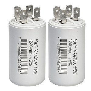 KIT 2 CAPACITOR PERMANENTE 10uF 440V PARA MOTOR MONOFASICO METALIZADO