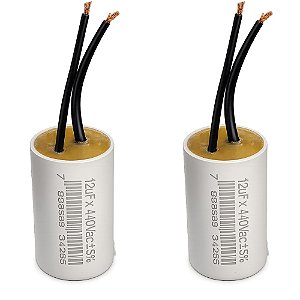KIT 2 CAPACITOR 2 FIOS METALIZADO 12 UF X 440V TRIO