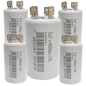 KIT 5 CAPACITOR METALIZADO 3 UF X 440V C/ TERMINAL